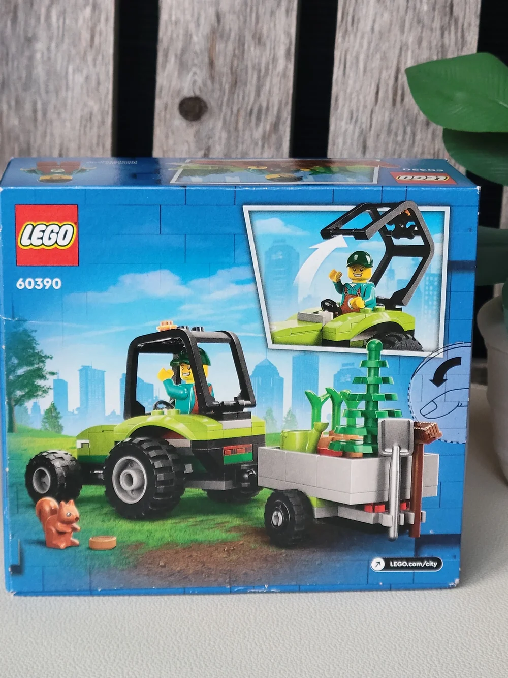 Lego Lime Green Tractor with Light Gray Trailer and Black Roll Cage - Picture 3 of 6